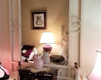 Light colored off white dresser and mirror