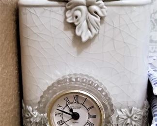 Glass clock and ceramics for sale