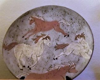Almost a primitive looking horse art plate