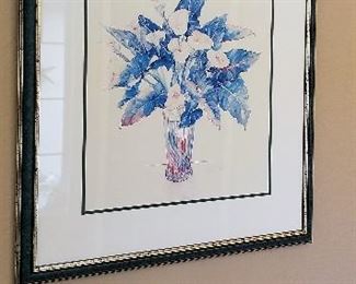 Pretty blue art and Cally lilies