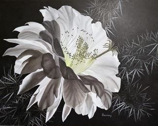 Large Black and white flower art. Love this!