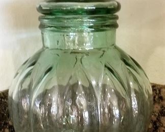 Green glass decanter