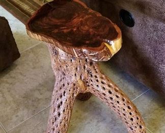 Handmade cactus and wood side table