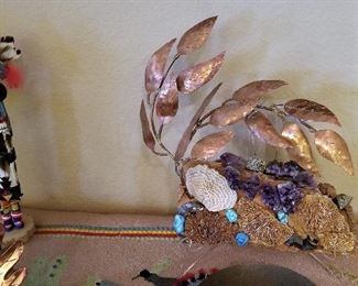Metal sculptures and kachinas