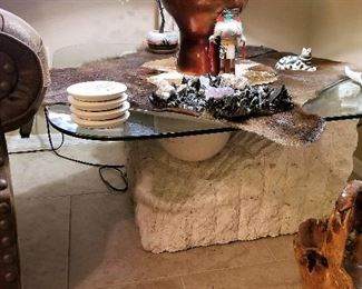 Glass table can be a coffee table or large side table. Great base!