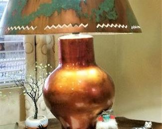 Southwest lamp with metal shade