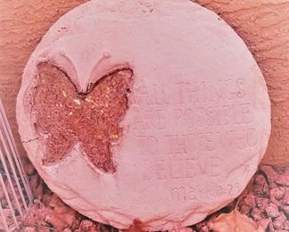 Butterfly stone with saying...All things are possible to all those that believe. 