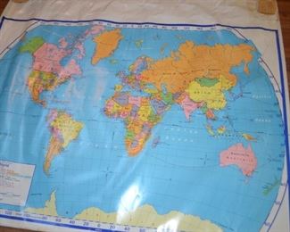 WORLD MAPS WITH CANVAS BACKS LARGE