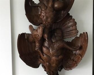 Black forest carved hunting trophy birds