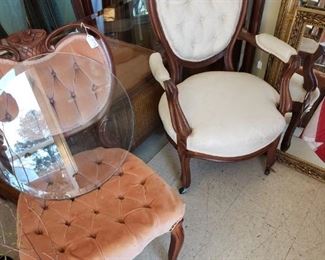 Antique Balloon back Victorian chairs 