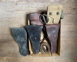 Old Military Holsters and Clip Holder
