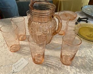 Pink Depression Glass Set