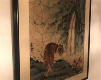 Gem of the sale! Vintage Asian batik well preserved in frame.