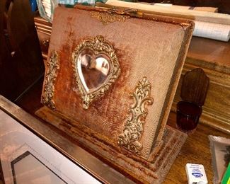 Sweet antique photo album on stand...full of cabinet cards, etc!