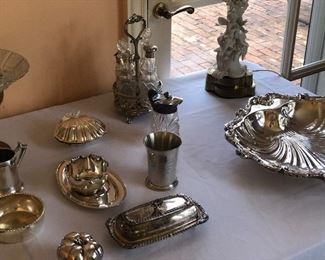 Silver plated serving pieces