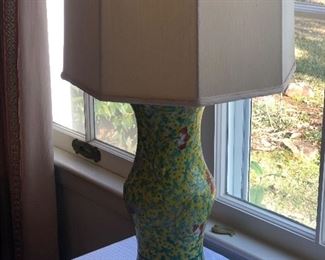 Antique Asian  Vase up cycled to lamp/ beautiful