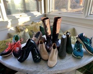 SHOES...this is a small sample of what we have. FRYE, Jack ROgers, Dansko, NIKE, New Balance, Tom's, Duck Boots, Gucci, Same Edelman, Eileen Fisher, etc. 