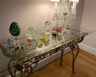 Paperweights on an awesome sofa table!