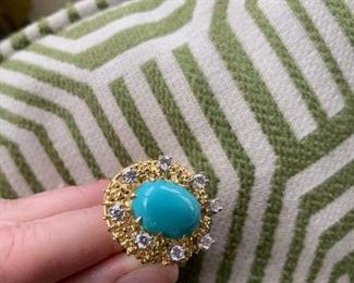 18kt diamond and Turquoise ring