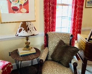 Antique chair covered is a super cute animal print