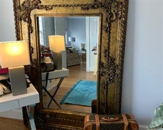 Room size mirror, Louis Vuitton Luggage, Super modern desk and chair...