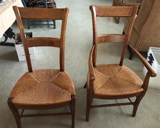 $675 presale - set of 8 solid warm cherry dining chairs - 6 side + 2 arm like new! removable cushions 