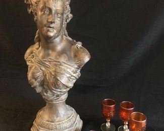 Vintage Lady Bust Statue 