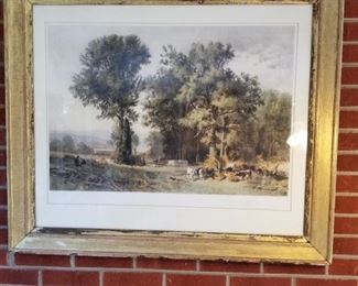 Large Vintage Framed Pastoral Art Print. https://ctbids.com/#!/description/share/317418
