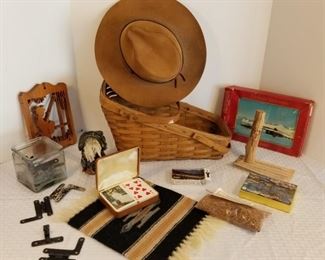 Longaberger Basket, Leather Hat, Vintage Harware https://ctbids.com/#!/description/share/317432