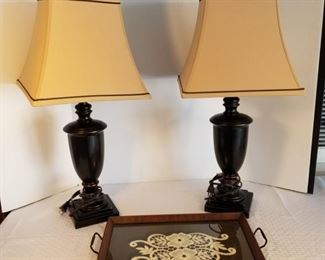 Metal Lamp Pair and Vintage Tray https://ctbids.com/#!/description/share/317430