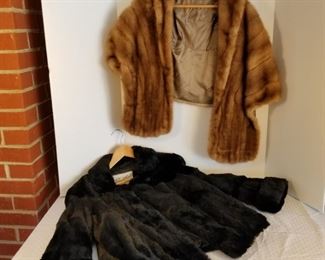 Black Fur Coat and Tan Fur Stole https://ctbids.com/#!/description/share/317478