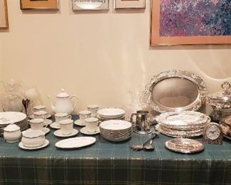 Full set of china with silver plate items