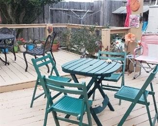 2 sets of outdoor furniture, 1 is heavy metal & the other is plastic
