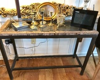 Glass Top Cork Console Table