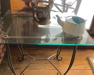 Iron Glass Top End Table (Pair)