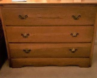 Antique 3 drawer oak small dresser - one of pair