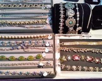 Bracelets, some sterling and costume
