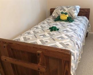 Pair Twin THis End Up single beds, mattresses and box springs. Makes into Bunks