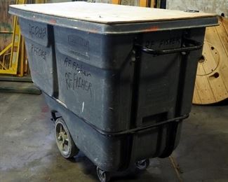 Rubbermaid Rolling Utility Cart With Custom Lid, Model #1314, 44" x 32" x 72"