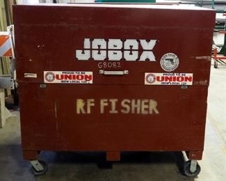 Rolling Jobox Gang Box With Piano Hinge Lid, 57" x 61" x 32"