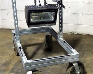 Custom Made Metal Rolling Job Site Light, RAB 166 Watt LED Floodlight, 44" x 41" x 24"