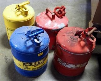 Justrite & Eagle Metal 5 Gallon Safety Fuel Cans, Qty 4