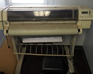 Hewlett Packard DesignJet 750C Printer, Staples Shredder, & Hewlett Packard OfficeJet Pro 8610 Printer