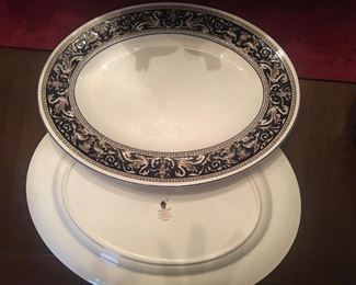 Wedgwood "Florentine" cobalt w/Dragons oval serving platters