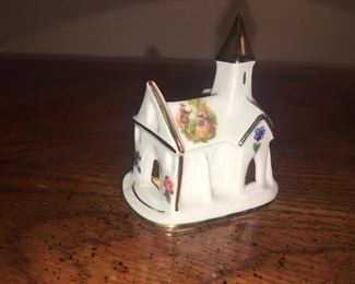 "Limoges" Castel hand painted porcelain floral church