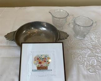 Pewter Dish, Mexico Hand Etching, and Party Ware