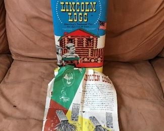 Lincoln Logs in original container with instruction sheet