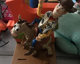 Toy Story's Woody and Bullseye talk'n bank