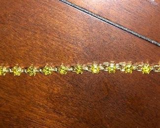 Stamped .925, Yellow Citrine, 8.0 ctw., 7-1/2", Round Natural Cut, Tennis Bracelet