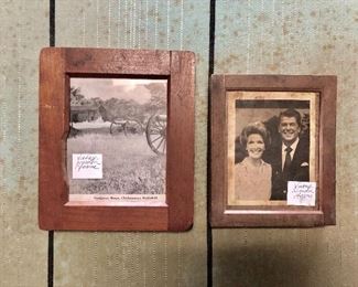Antique Small Wooden Picture Frames (Chickamauga Battlefield and Ronald & Nancy Reagan)